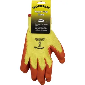 PAIR Knitted Work Gloves with Latex Palm - XL - Improved Grip - Breathable