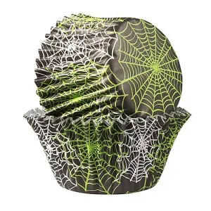 Spider Web Muffin and Cupcake Cases Black/Green/White (One Size)