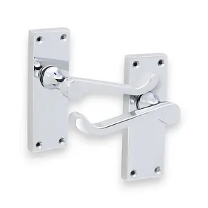 Victorian Scroll Latch Lever Handle 115mm Polished Chrome