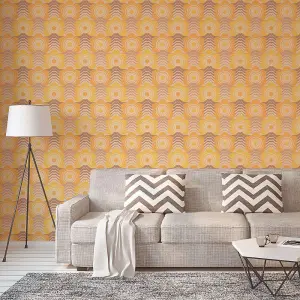 AS Creation Retro Flowers Yellow Wallpaper Trendy Textured Paste The Wall