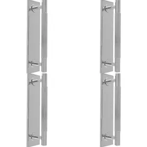 4 PACK - Lined Reeded Drawer Pull Handle & Matching Backplate Polished Chrome 168 x 40mm