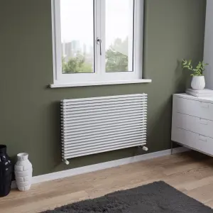 Agadon Aurora Duplex Horizontal Designer Radiator 600 x 1000 mm White - 4437 BTU - 10 Years Guarantee