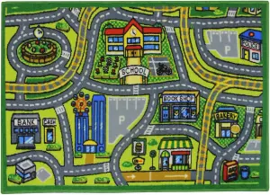 KAV Children's Play Road Mat for kids - 80 x 110 cm Rug Nursery Playroom Carpet with Fun Map Design