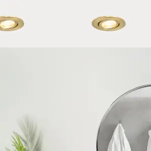 Litecraft 5 Pack Satin Brass Modern Bathroom IP65 Circular Tiltable Downlights