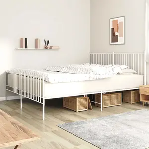 Berkfield Metal Bed Frame with Headboard and Footboard White 193x203 cm