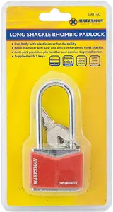 Set Of 2 Long Shackle Rhombic Heavy Duty Pad Lock Iron Locker Suitcase 40Mm