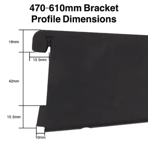 EAI Twin Slot Brackets 470mm Black Pack of 2 - Genuine 32mm Twin Slot Ajustable Wall Shelving