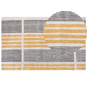 Cotton Area Rug 140 x 200 cm Yellow and Black KATRA