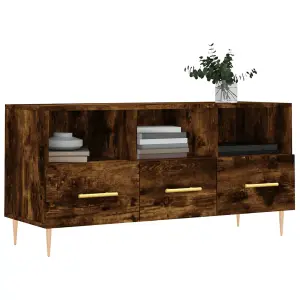 Berkfield TV Cabinet Smoked Oak 102x36x50 cm Engineered Wood