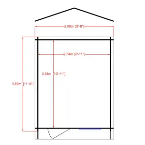 Shire Bucknells 10x12 ft Toughened glass & 1 window Apex Wooden Cabin with Tile roof - Assembly service included