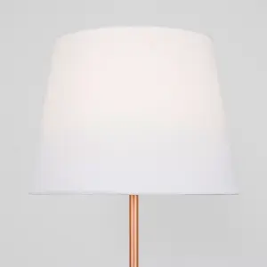 ValueLights Modern Standard Floor Lamp In Copper Metal Finish With White Tapered Shade