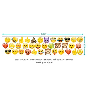 Emoji Wall Sticker Pack Children's Bedroom Nursery Playroom Décor Self-Adhesive Removable