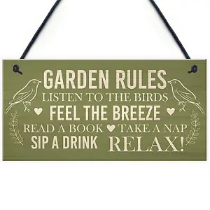 Red Ocean Outdoor Plaques For Garden Garden Rules Sign Novelty Hanging Summer House Sign Garden Shed Friendship Gift