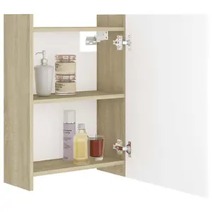 Berkfield Bathroom Mirror Cabinet White and Sonoma Oak 62.5x20.5x64 cm Engineered Wood