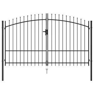 Berkfield Fence Gate Double Door with Spike Top Steel 3x1.75 m Black