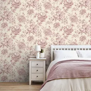 Fine Decor FD43609 Isabella Floral Wallpaper Roll, Pink