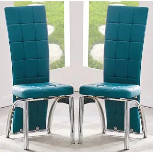 Ravenna Teal Faux Leather Dining Chairs In Pair