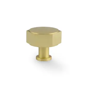 40mm Satin Brass Hexagon Cabinet Knob Gold Kitchen Cupboard Door Drawer Pull Handle Wardrobe Furniture Replacement