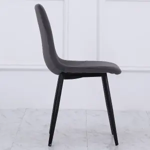 4Pcs Velvet Accent Chair Dining Chair with Metal Legs Dark Grey