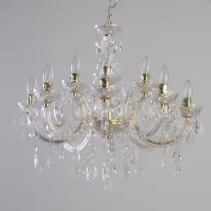 Litecraft Marie Therese Brass 12 Light Chandelier