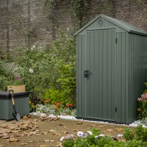 Keter Darwin 4x4 ft Apex Green Plastic Shed with floor