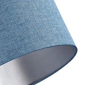 Contemporary and Sleek Blue Nova Plain Linen Fabric Drum Lamp Shade 60w Maximum