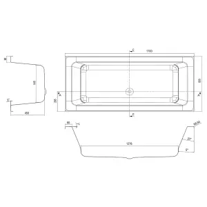 Adelaide White Super-Strong Acrylic Double Ended Straight Bath (L)1700mm (W)800mm