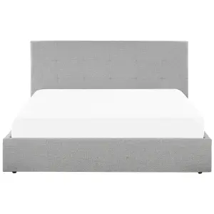 Fabric EU King Size Ottoman Bed Grey LORIENT