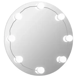 Berkfield Wall Mirror with LED Lights Round Glass