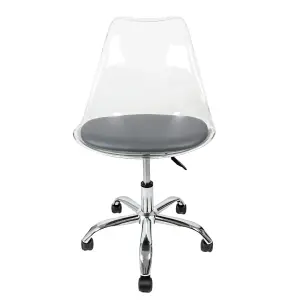 Soho Clear Plastic Dining Chair with Swivel Base Dark Grey