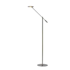 Lucide Anselmo Modern Floor Reading Lamp 25cm - LED Dim. - 1x9W 3000K - Satin Chrome