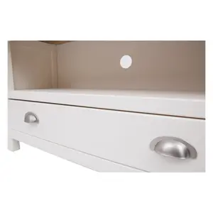 Lovere Off White 1 Drawer TV Cabinet Chrome Cup Handle