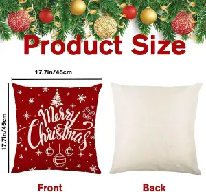 4 Pack Christmas Pillow Covers 1818 Inch Linen Red Christmas Snowflake Throw Cushion Covers Merry Christmas Pillow Cases