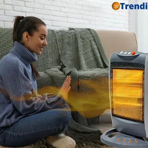 Trendi Halogen Heater 400W /800W/ 1200W 3 Power Settings, Carry Handle, and Long-Lasting Feature Replaceable Halogen Tubes, Ligh