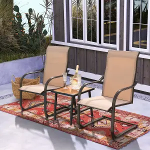 Costway 2PCS Outdoor Dining Chairs Patio C-Spring Motion Outside High Back Chair