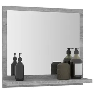 Berkfield Bathroom Mirror Grey Sonoma 40x10.5x37 cm Engineered Wood