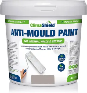 SmartSeal - Anti Mould Paint - Mountain Stone (2.5L) For Bathroom, Kitchen and Bedroom Walls & Ceilings -Protection Against Mould