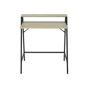 Manera Matt black oak effect Two shelf Desk (H)840mm (W)740mm