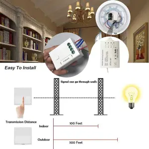 1 Gang Wireless Kinetic Switch (white body) + 100W RF + WiFi Dimmable Receiver