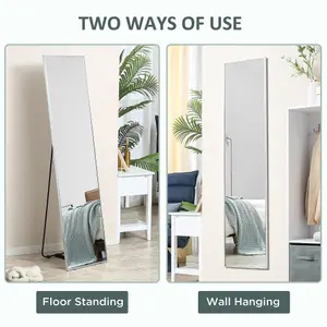 HOMCOM Full Length Mirror Dressing Mirror Wall-Mounted Entryway Black Frame