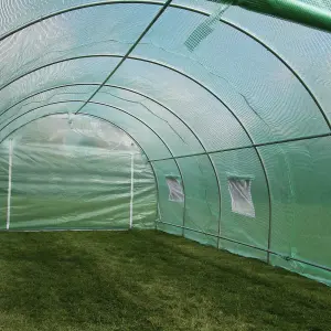 Polytunnel Greenhouse Walk In Galvanised Windows Doors Growhouse PE Cover Diameter 6 x 3m