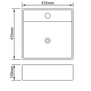 Berkfield Wash Basin with Overflow 41x41x15 cm Ceramic Silver