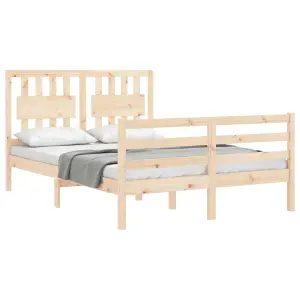 Berkfield Bed Frame with Headboard Small Double Solid Wood