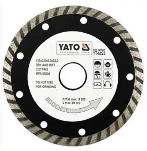 YATO YT-6023, diamond cutting disc 125mm, turbo type for concrete stone ceramic brick