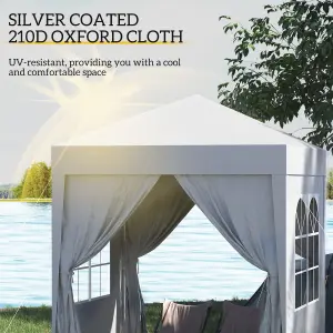 Outsunny 2mx2m Pop Up Gazebo Party Tent Canopy Marquee with Storage Bag White