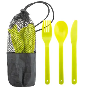 Lime Green Plastic Cutlery 12 Piece Set In Carry Bag - Summit