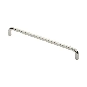 2x Round D Bar Pull Handle 469 x 19mm 450mm Fixing Centres Bright Steel