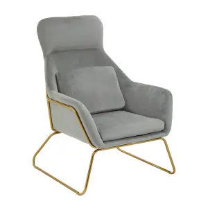 Interiors by Premier Grey Velvet Armchair, Easy Care Velvet Accent Armchair, Indoor Dining with Velvet Bedroom chair