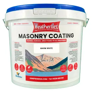 Weatherflex Smooth Premium Masonry Paint - 10L - Warm White -  For Brick, Stone, Concrete Block, Concrete, Render