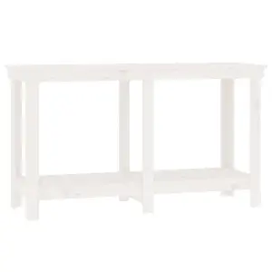 Berkfield Work Bench White 140x50x80 cm Solid Wood Pine